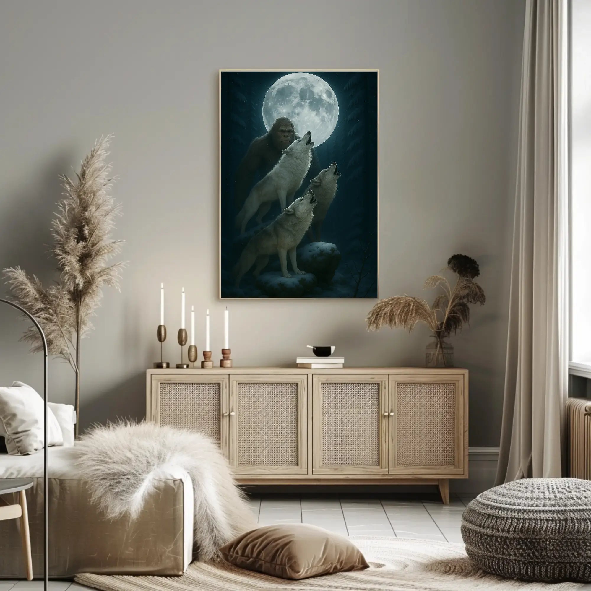 Mystical Forest Scene with Wolves Animal Poster PosterGoat