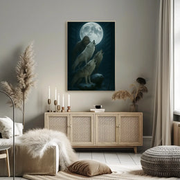 Mystical Forest Scene with Wolves Animal Poster PosterGoat
