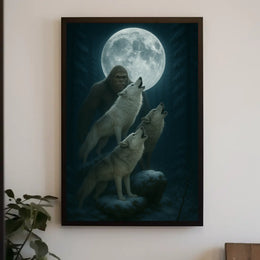 Mystical Forest Scene with Wolves Animal Poster PosterGoat
