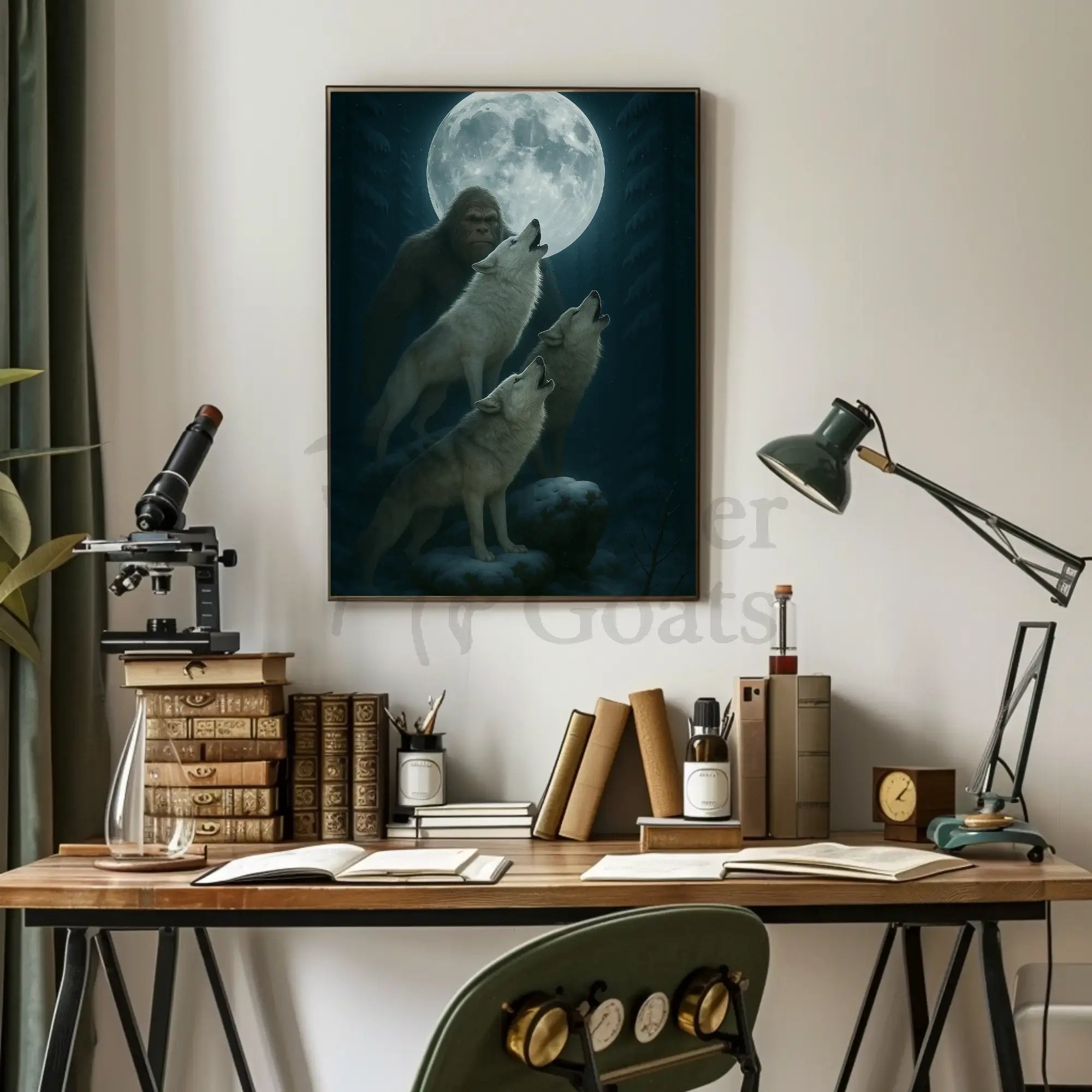Mystical Forest Scene with Wolves Animal Poster PosterGoat