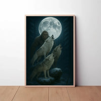 Mystical Forest Scene with Wolves Animal Poster PosterGoat