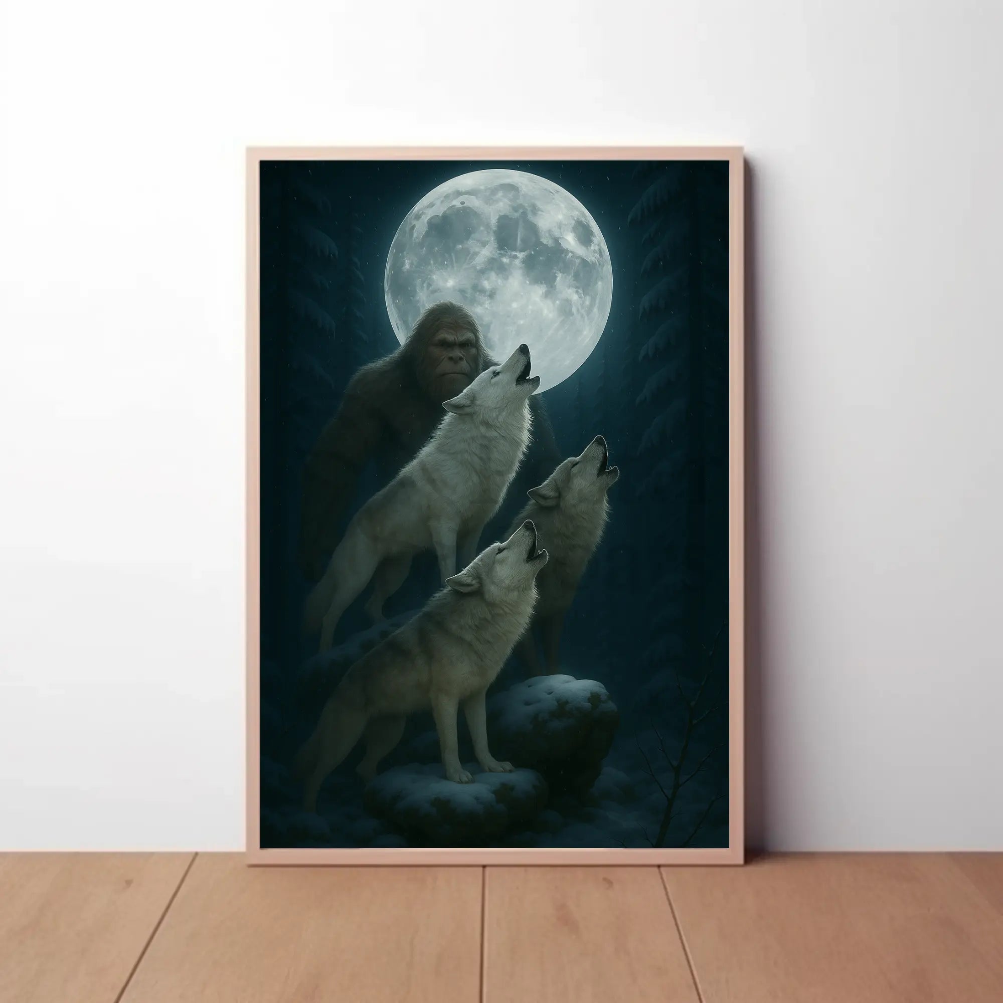 Mystical Forest Scene with Wolves Animal Poster PosterGoat