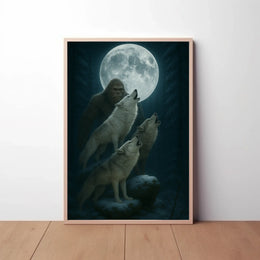 Mystical Forest Scene with Wolves Animal Poster PosterGoat