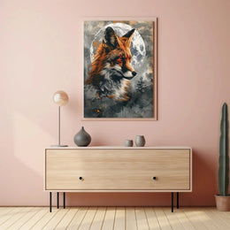 Mystical Fox with Moon and Tree Animal Poster PosterGoat