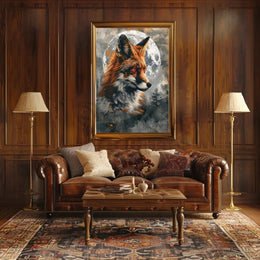 Mystical Fox with Moon and Tree Animal Poster PosterGoat