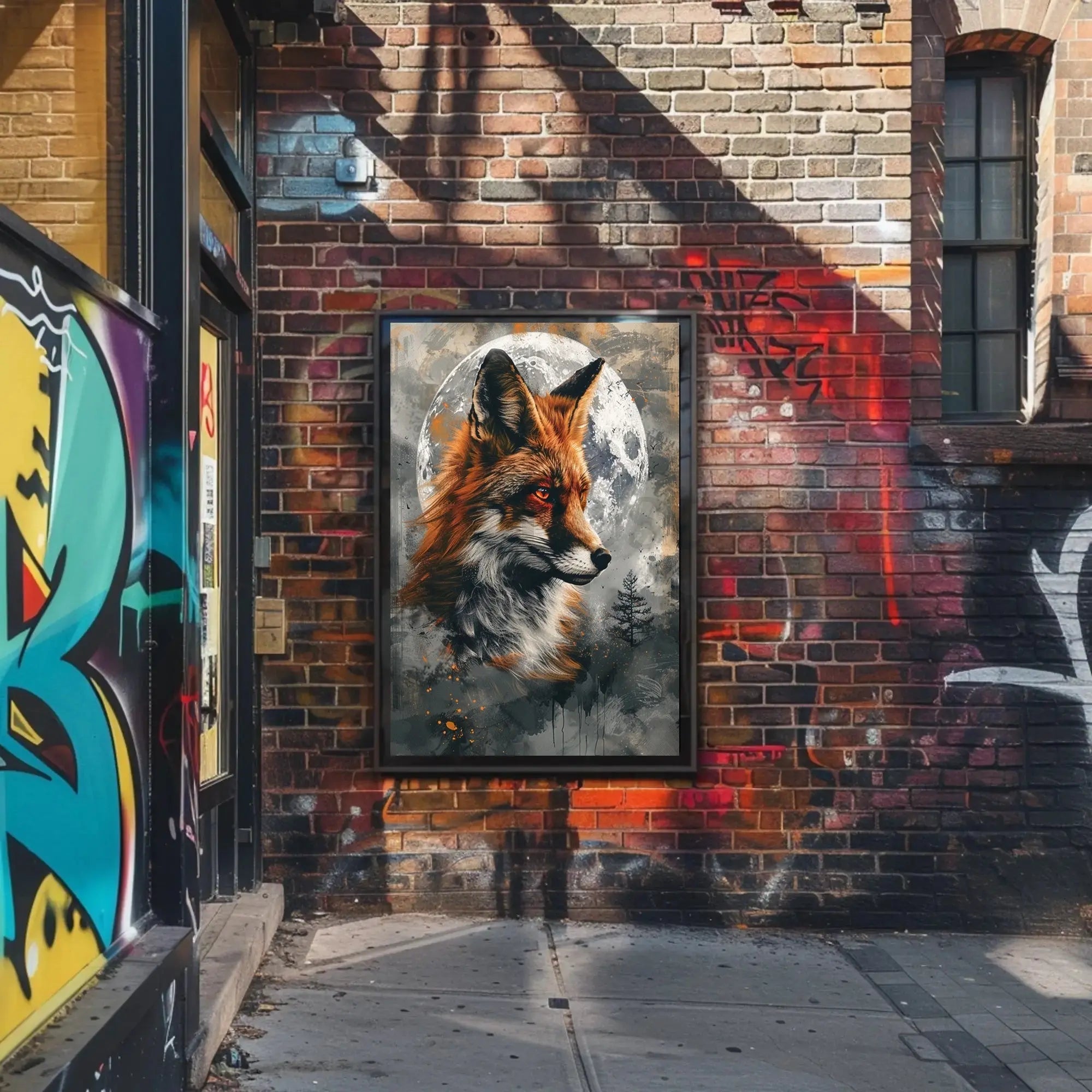Mystical Fox with Moon and Tree Animal Poster PosterGoat