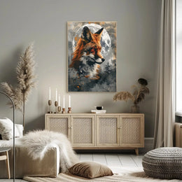 Mystical Fox with Moon and Tree Animal Poster PosterGoat