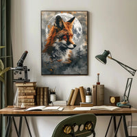 Mystical Fox with Moon and Tree Animal Poster PosterGoat