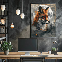 Mystical Fox with Moon and Tree Animal Poster PosterGoat