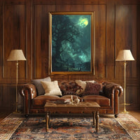 Mystical Graveyard Scene with Full Moon - Artistic Poster PosterGoat