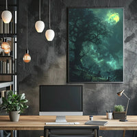 Mystical Graveyard Scene with Full Moon - Artistic Poster PosterGoat