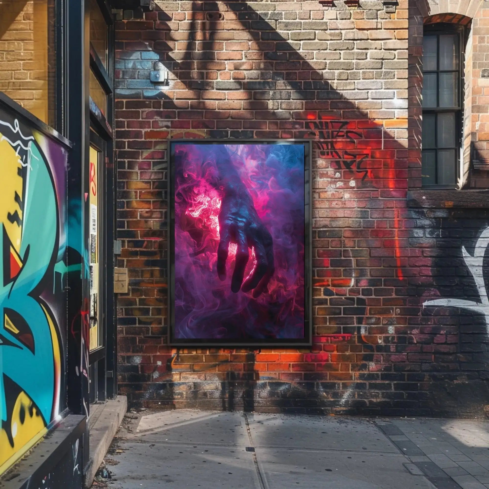 Mystical Hand in Vivid Smoke Artistic Fantasy Poster PosterGoat