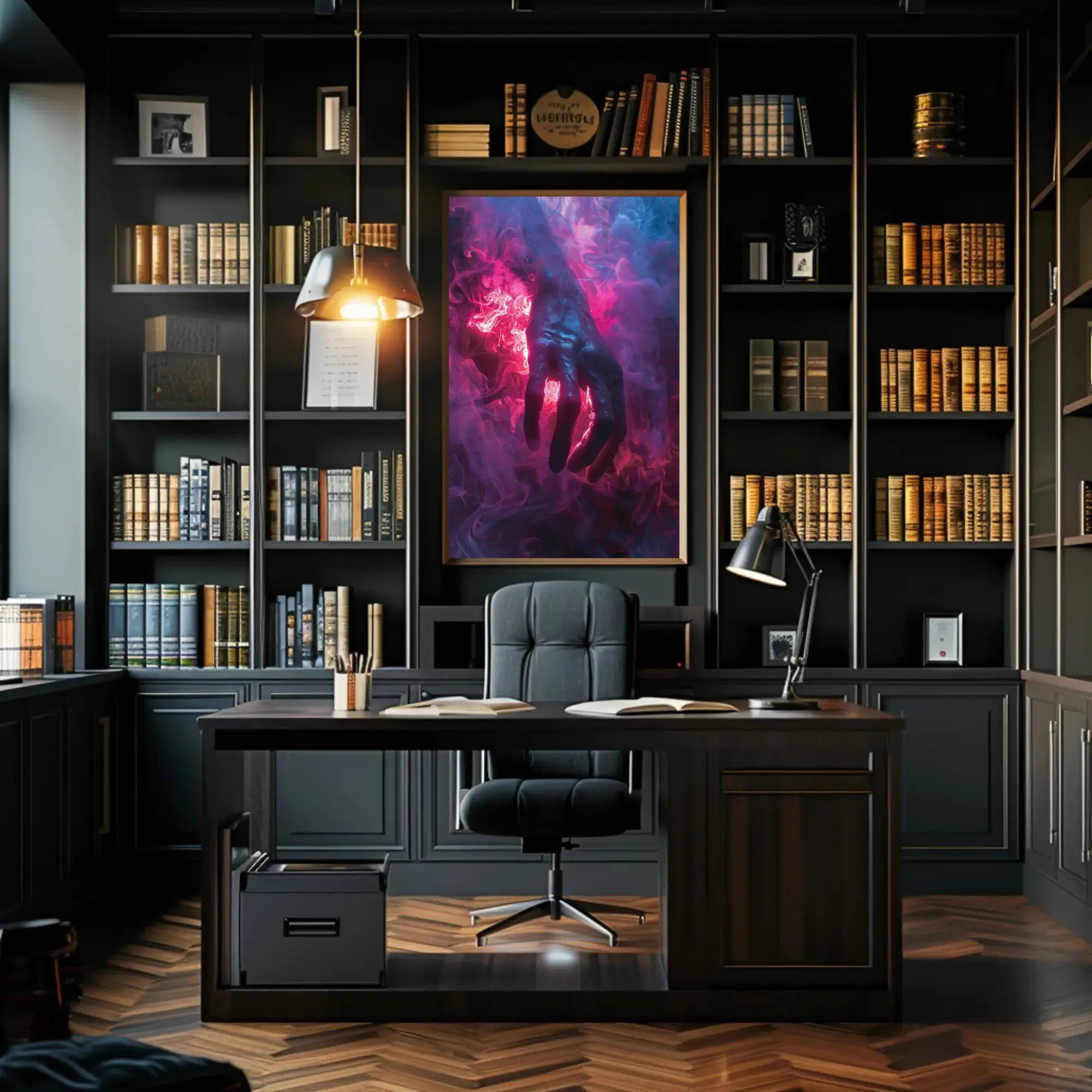 Mystical Hand in Vivid Smoke Artistic Fantasy Poster PosterGoat