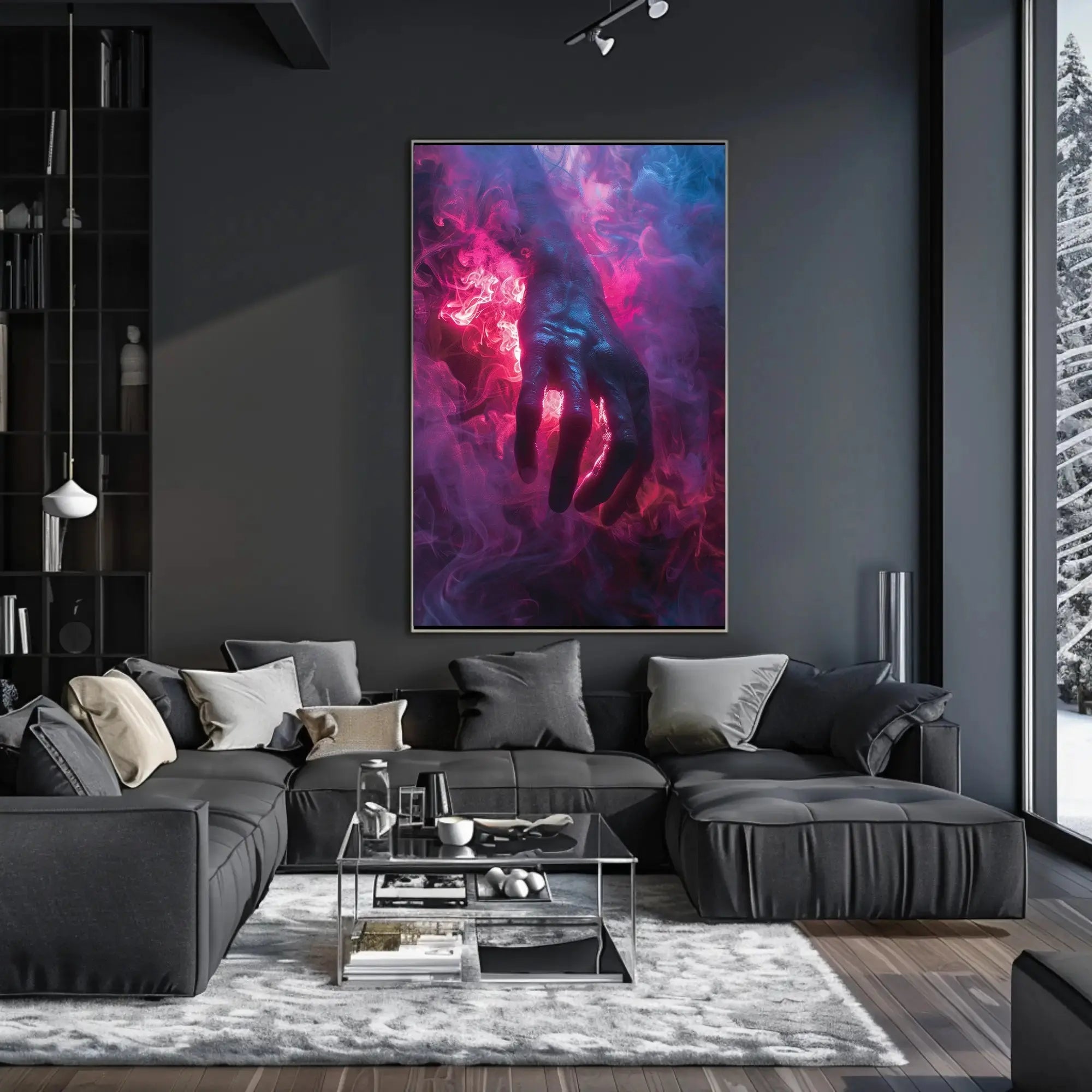 Mystical Hand in Vivid Smoke Artistic Fantasy Poster PosterGoat