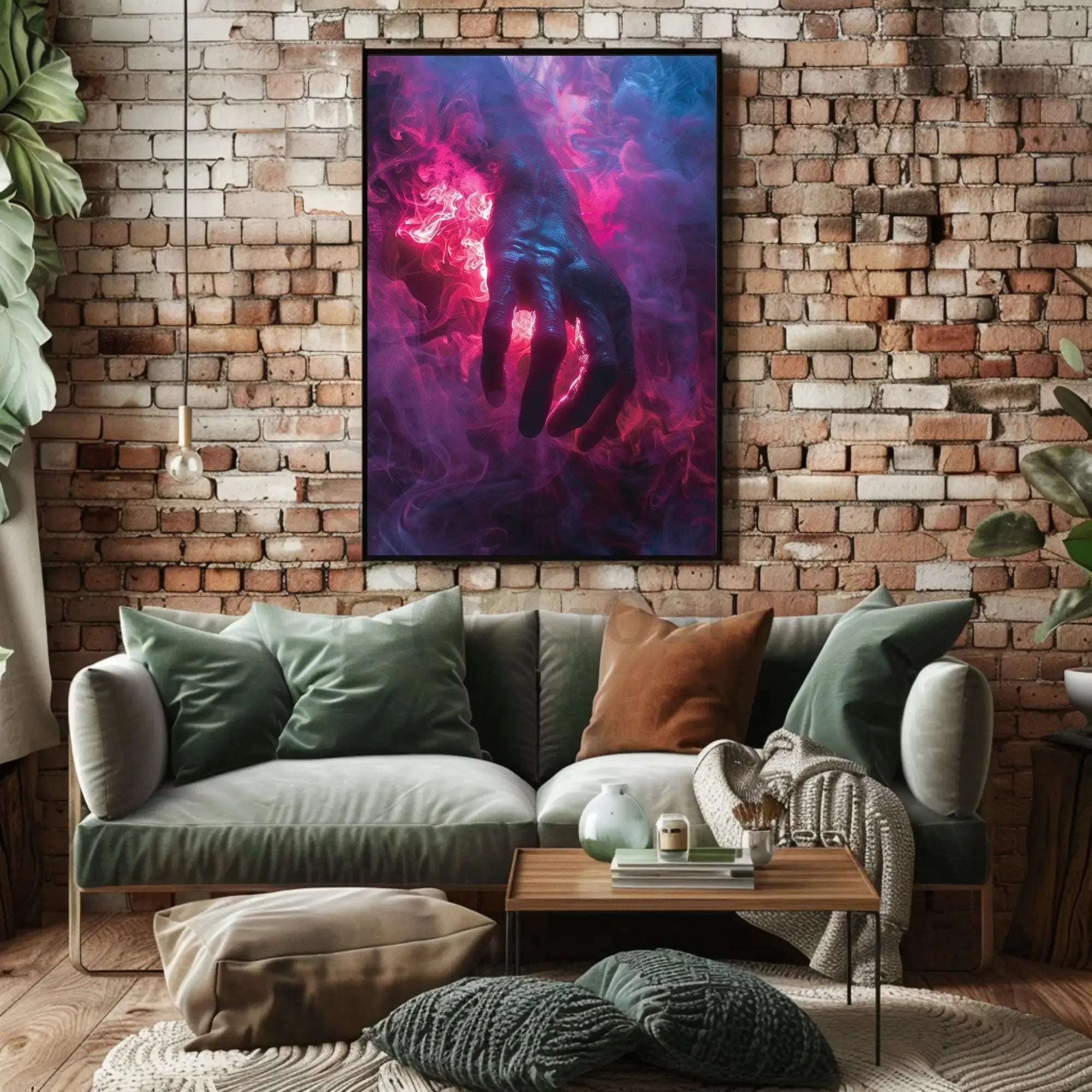 Mystical Hand in Vivid Smoke Artistic Fantasy Poster PosterGoat