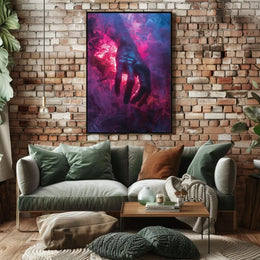 Mystical Hand in Vivid Smoke Artistic Fantasy Poster PosterGoat