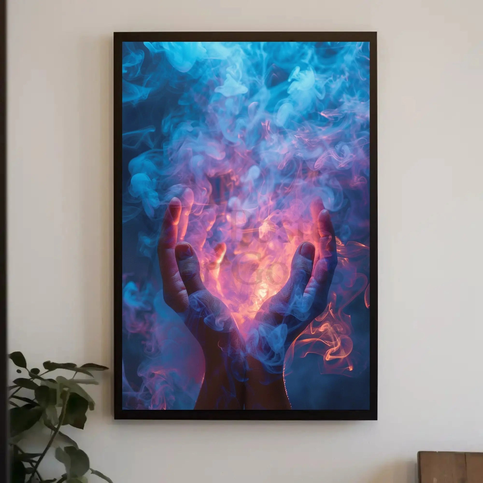 Mystical Hands and Swirling Smoke Abstract Artistic Poster PosterGoat