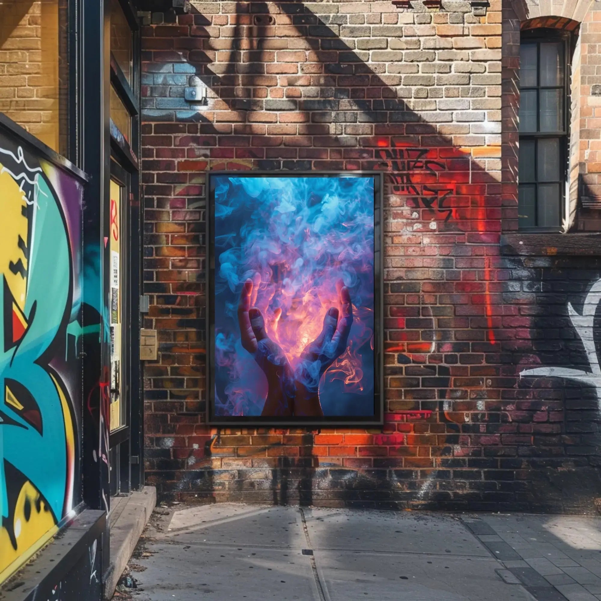 Mystical Hands and Swirling Smoke Abstract Artistic Poster PosterGoat