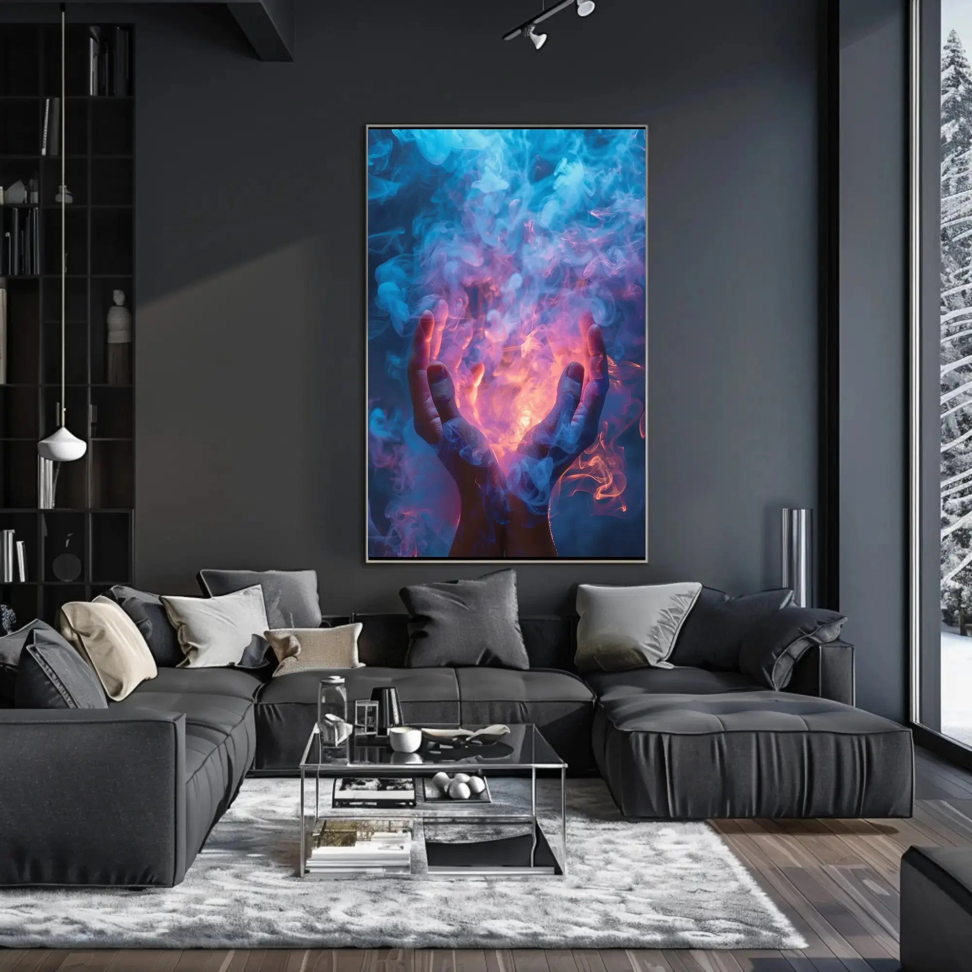 Mystical Hands and Swirling Smoke Abstract Artistic Poster PosterGoat