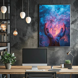 Mystical Hands and Swirling Smoke Abstract Artistic Poster PosterGoat