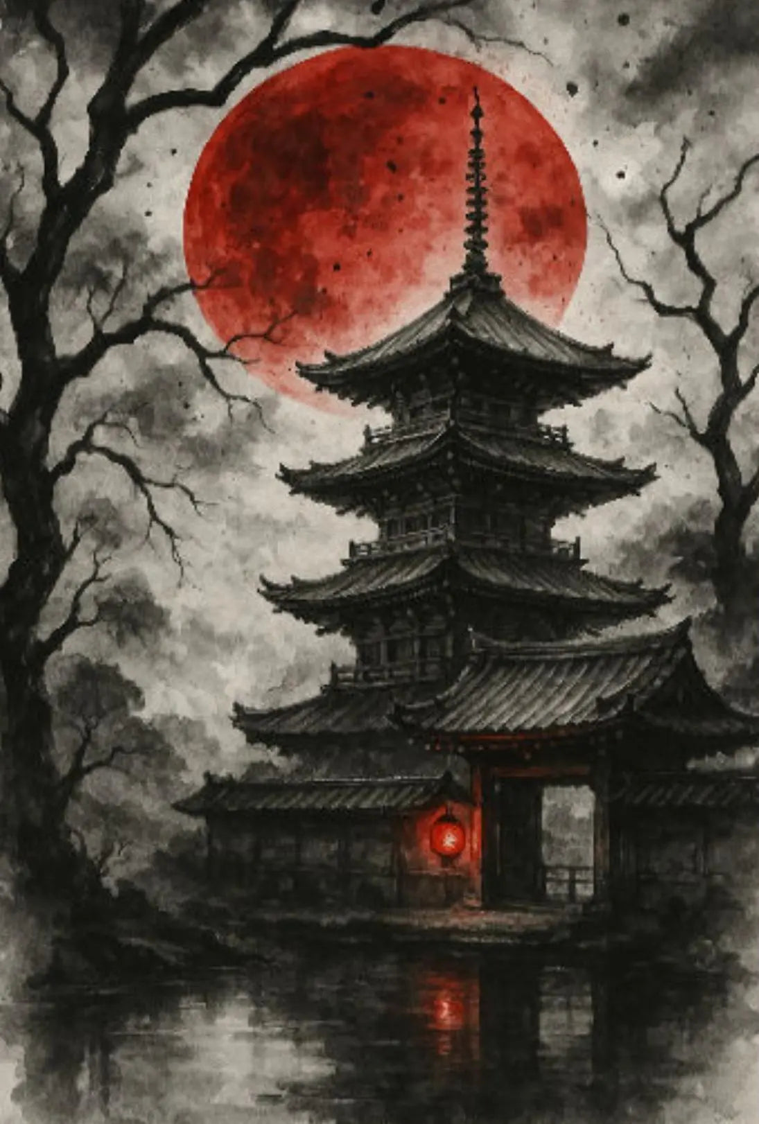 Mystical Japanese Pagoda Scene Cultural Heritage Poster PosterGoat