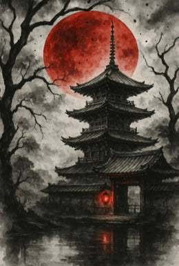Mystical Japanese Pagoda Scene Cultural Heritage Poster PosterGoat