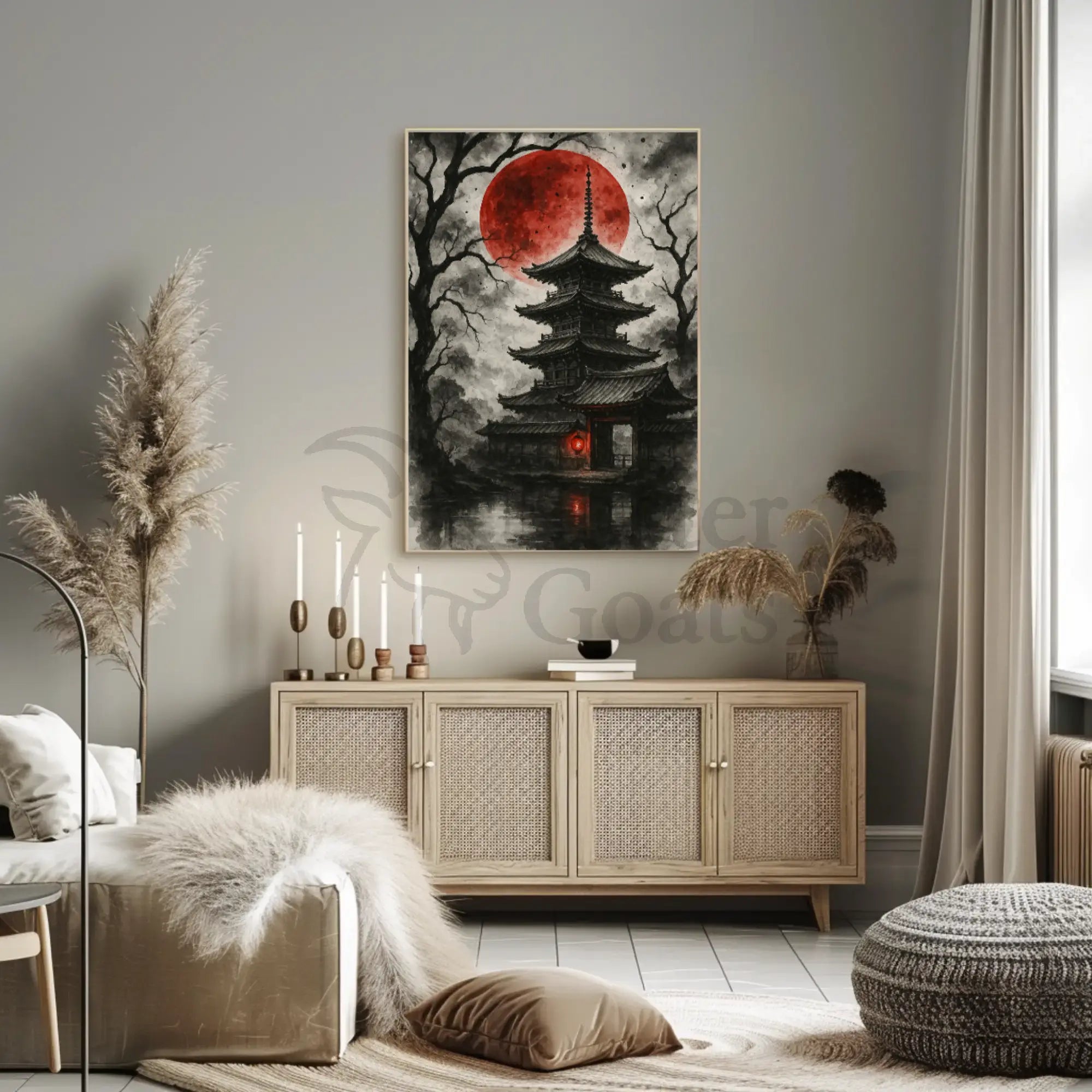 Mystical Japanese Pagoda Scene Cultural Heritage Poster PosterGoat