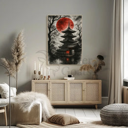 Mystical Japanese Pagoda Scene Cultural Heritage Poster PosterGoat