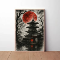 Mystical Japanese Pagoda Scene Cultural Heritage Poster PosterGoat