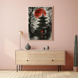 Mystical Japanese Pagoda Scene Cultural Heritage Poster PosterGoat