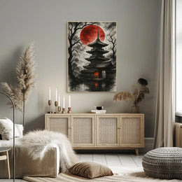 Mystical Japanese Pagoda Scene Cultural Heritage Poster PosterGoat