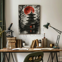 Mystical Japanese Pagoda Scene Cultural Heritage Poster PosterGoat