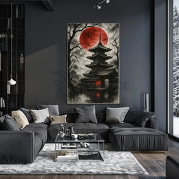 Mystical Japanese Pagoda Scene Cultural Heritage Poster PosterGoat