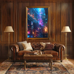 Mystical Library Scene: Fantasy and Realism Artistic Poster PosterGoat