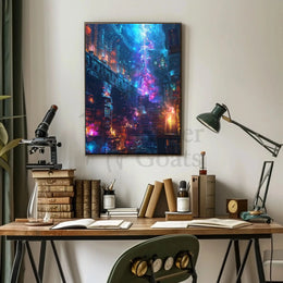 Mystical Library Scene: Fantasy and Realism Artistic Poster PosterGoat