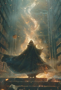 Mystical Library Wizardry: A Fantasy Artistic Poster PosterGoat