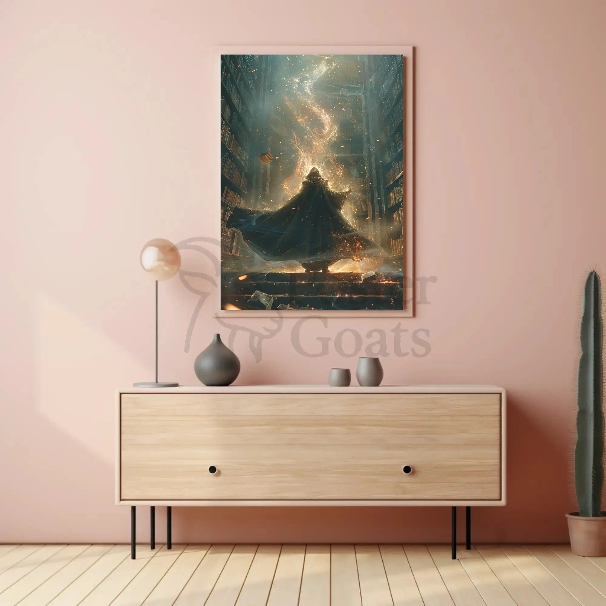 Mystical Library Wizardry: A Fantasy Artistic Poster PosterGoat