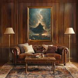 Mystical Library Wizardry: A Fantasy Artistic Poster PosterGoat