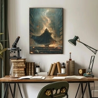 Mystical Library Wizardry: A Fantasy Artistic Poster PosterGoat