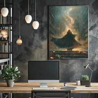 Mystical Library Wizardry: A Fantasy Artistic Poster PosterGoat