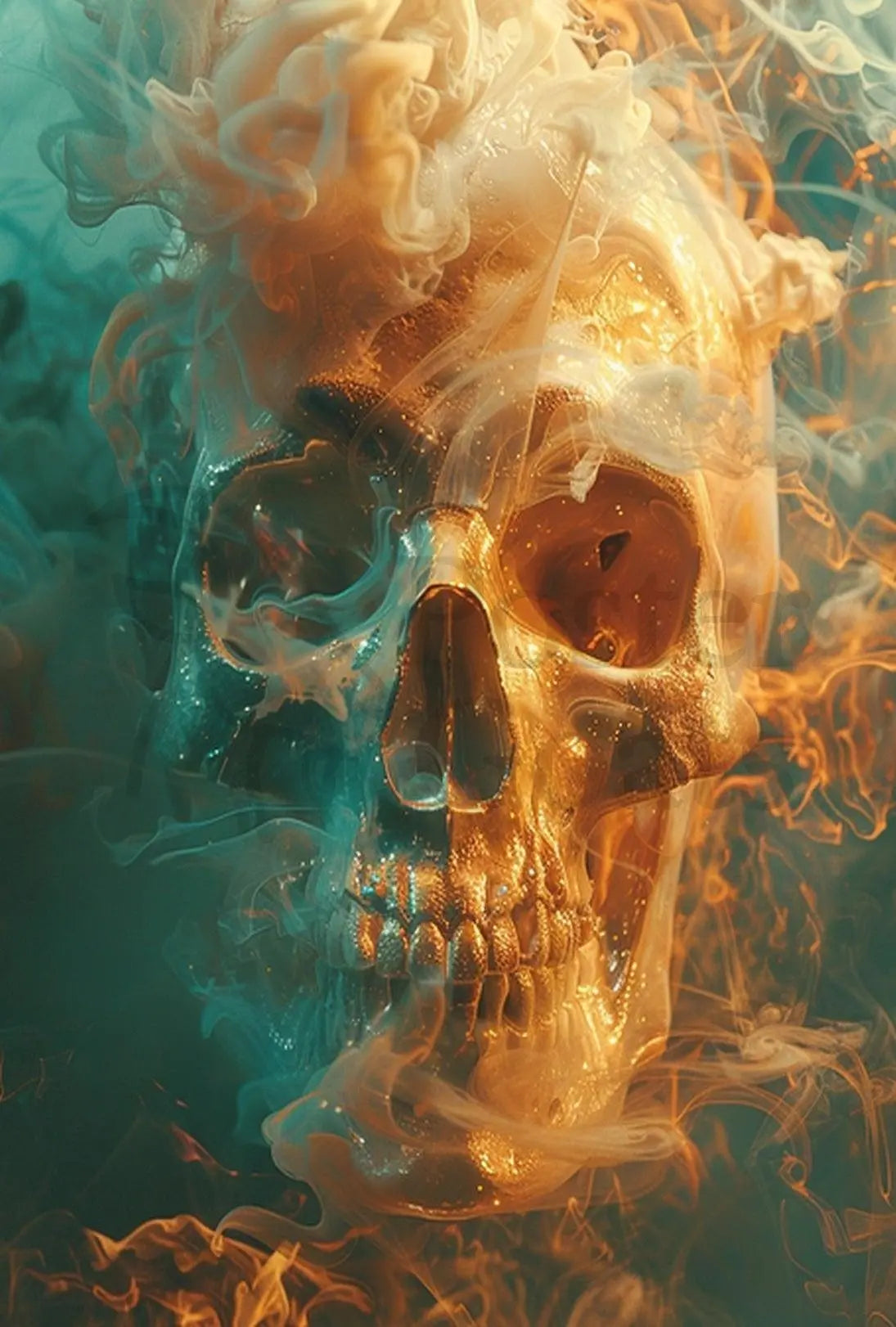 Mystical Metallic Skull with Smoke Artistic Poster PosterGoat
