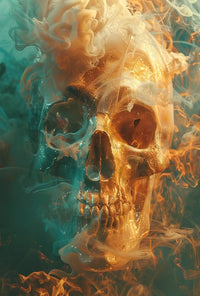 Mystical Metallic Skull with Smoke Artistic Poster PosterGoat