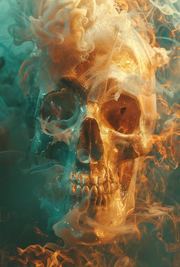 Mystical Metallic Skull with Smoke Artistic Poster PosterGoat