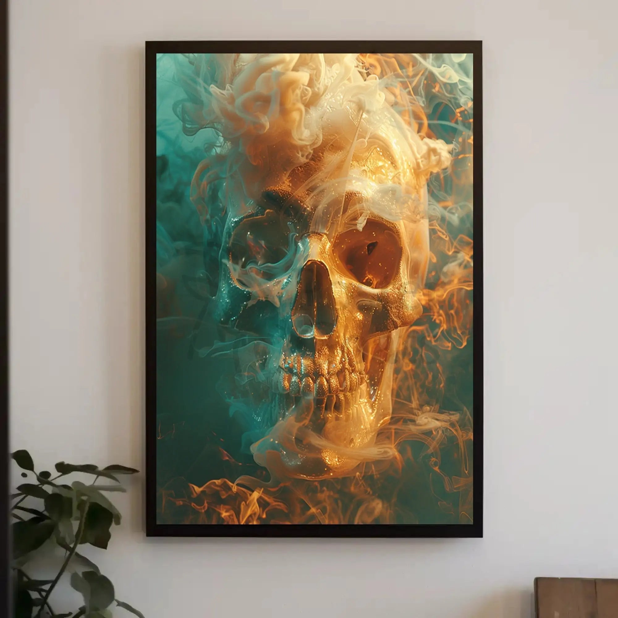 Mystical Metallic Skull with Smoke Artistic Poster PosterGoat