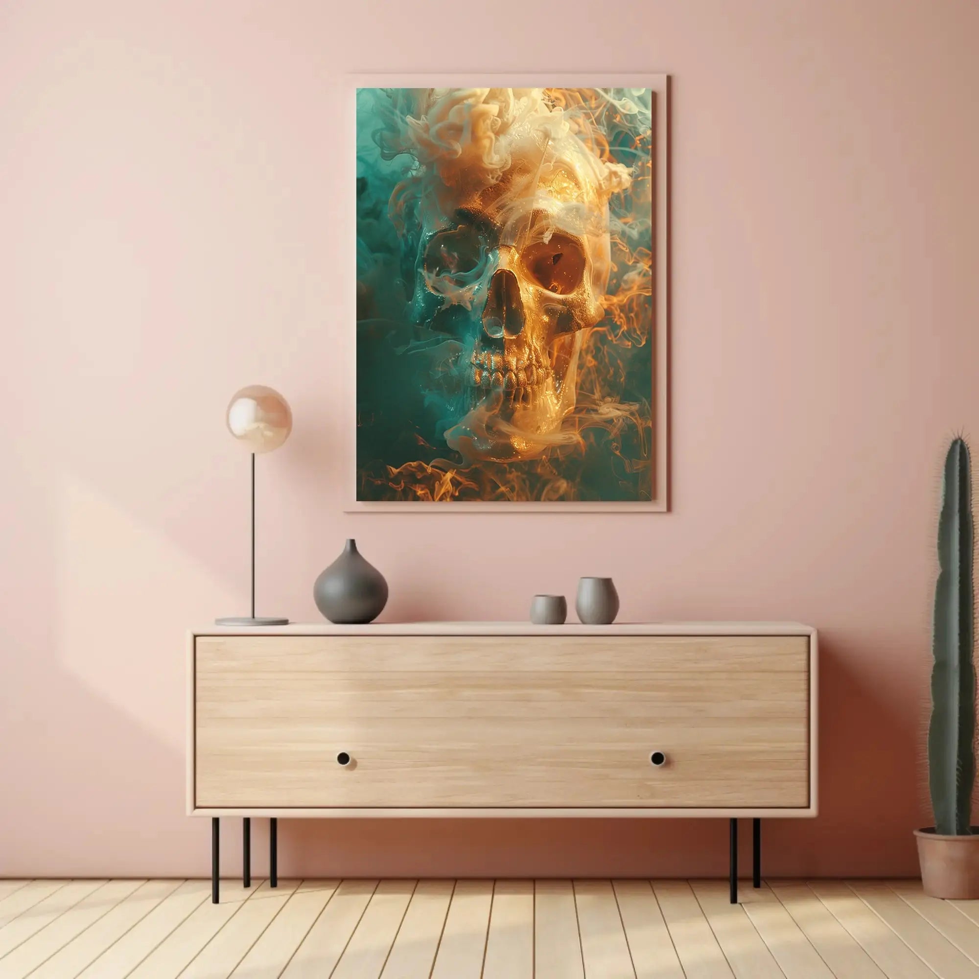 Mystical Metallic Skull with Smoke Artistic Poster PosterGoat