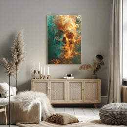 Mystical Metallic Skull with Smoke Artistic Poster PosterGoat