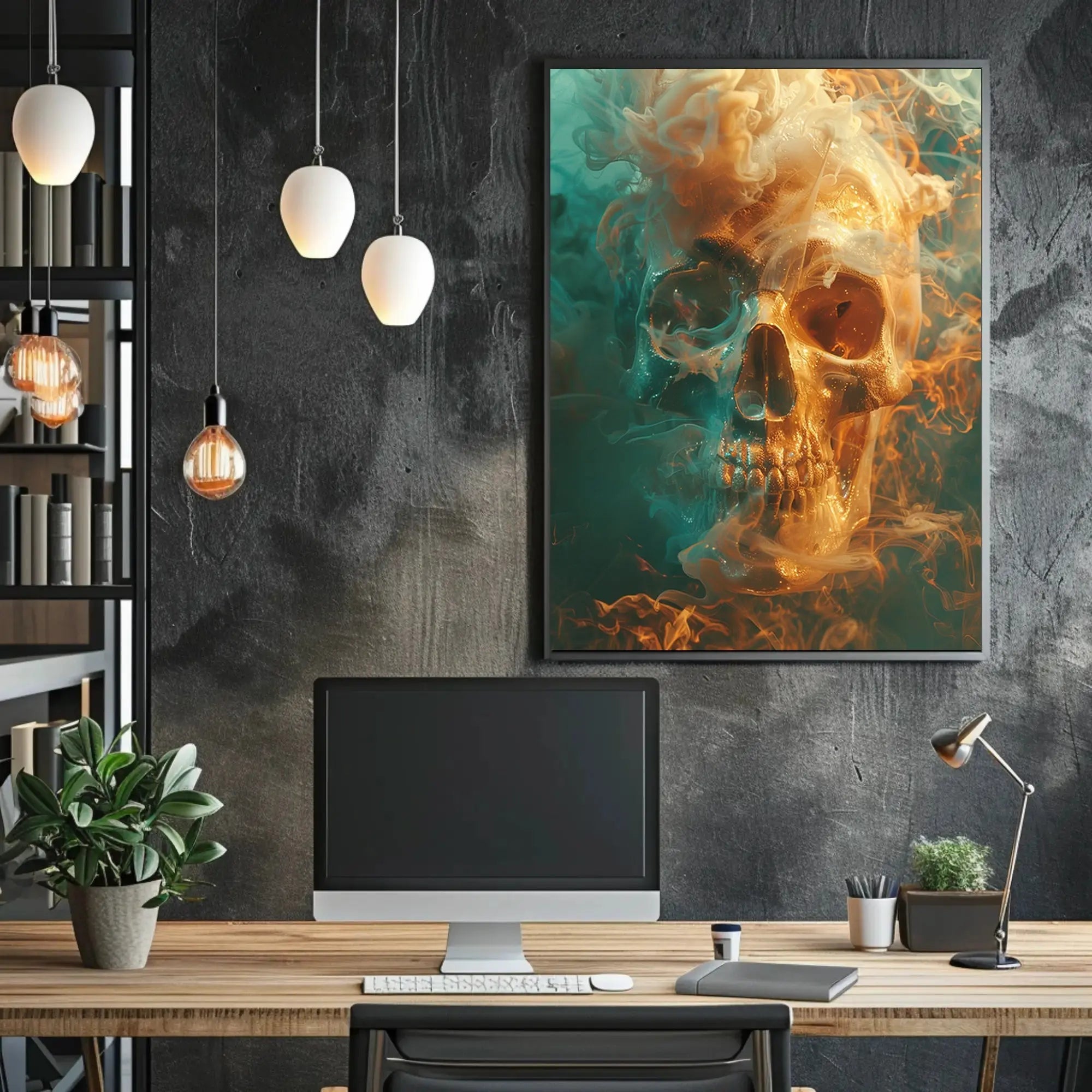 Mystical Metallic Skull with Smoke Artistic Poster PosterGoat