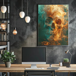 Mystical Metallic Skull with Smoke Artistic Poster PosterGoat