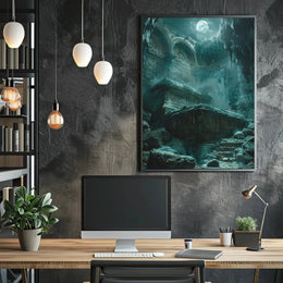 Mystical Moonlit Ruins Artistic Poster PosterGoat