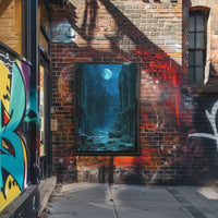 Mystical Moonlit Ruins Artistic, Atmospheric Poster PosterGoat